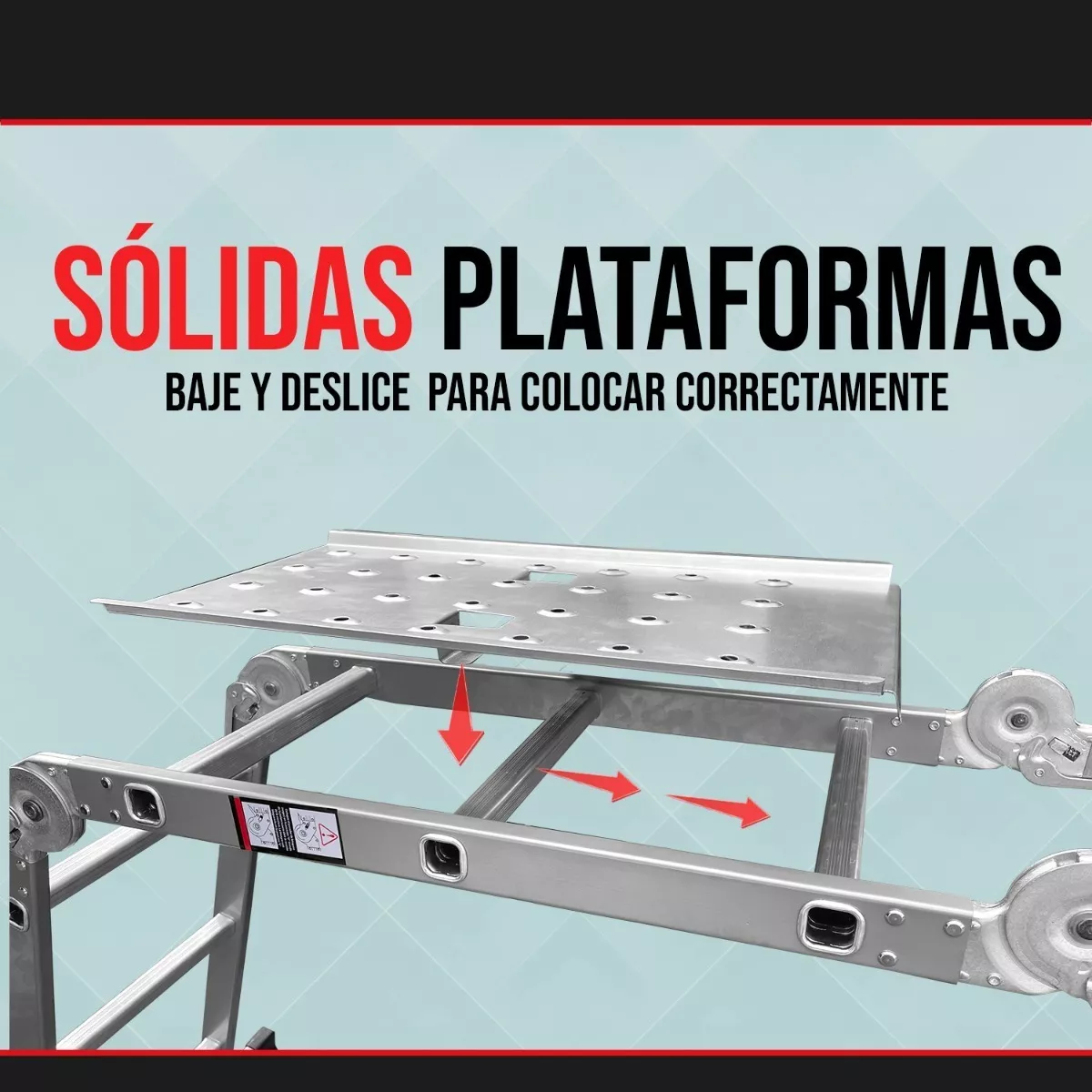 Escalera Multipropositos Con Plataforma De Trabajo Color Plateado