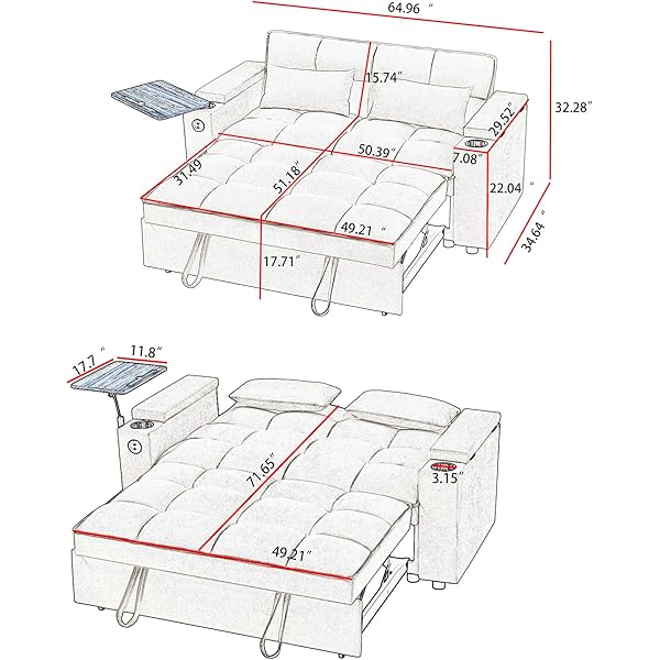 Sofá cama convertible multifuncional 3 en 1 tamaño Queen, cómodo sofá cama extraíble de terciopelo de 63,8"