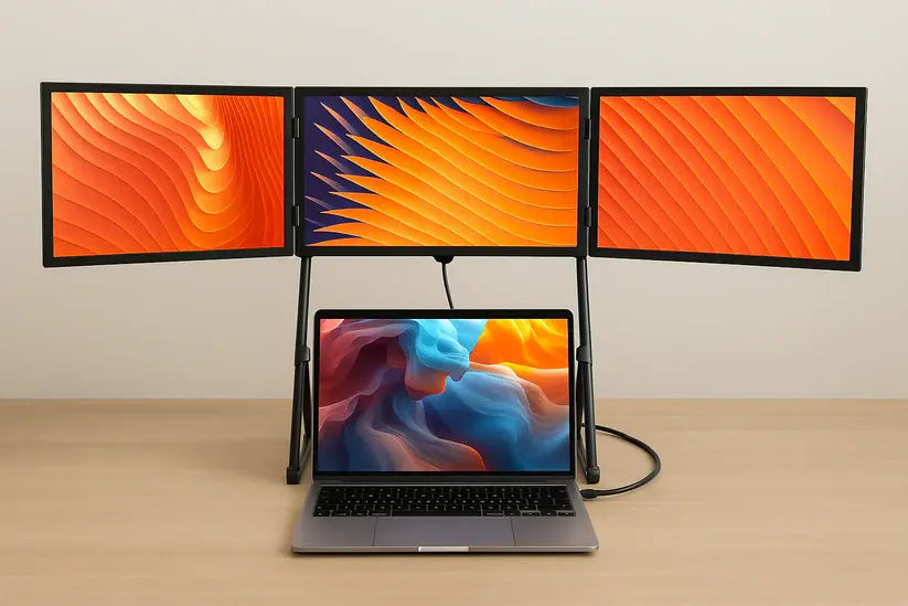 Monitor Triple Extendido — 2 Pantallas Full HD 15.6" para Laptop, USB-C, Plegable