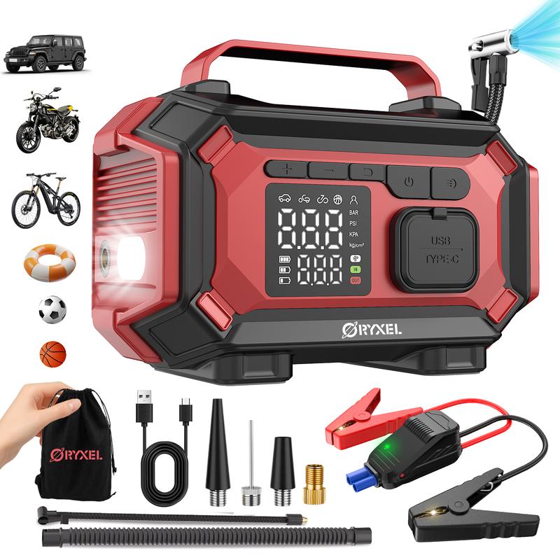 Cargador de Baterías y Arrancador Portátil 2 en 1 10000A – 12V para Auto, Pasa Corriente y Compresor de Aire, Cargador Portátil para Carro