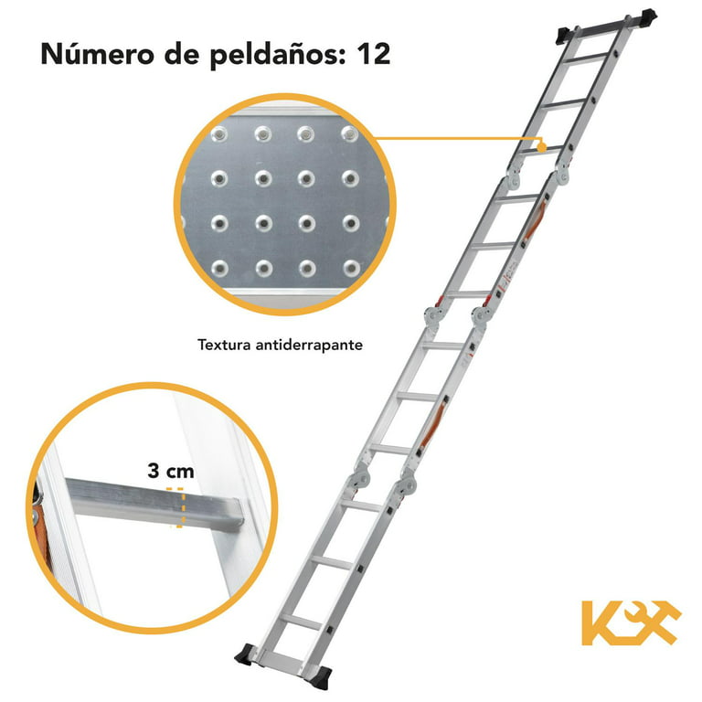 Escalera Multiposiciones De Aluminio 3.5 Metros 12 Peldaños Kingsman KMEM35-toalla de limpieza