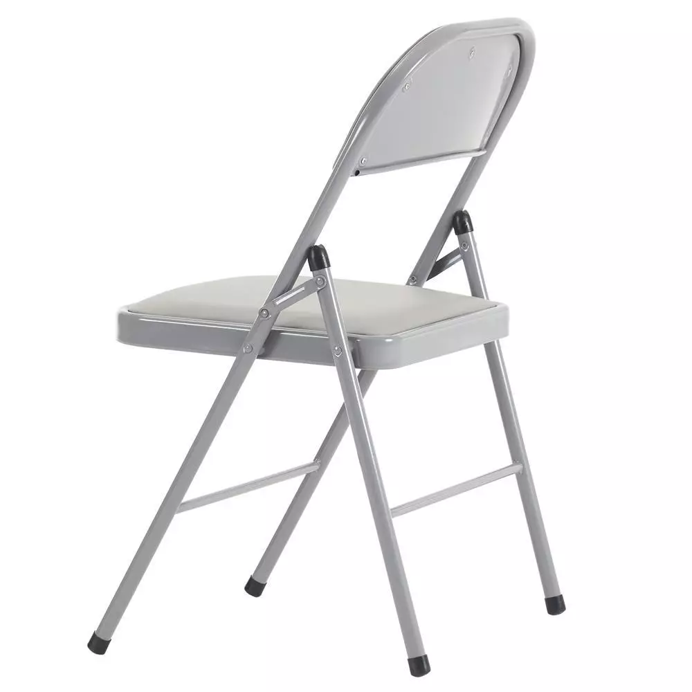 Paquete de 4 sillas plegables de metal con asiento acolchado de vinilo, sillas de comedor resistentes