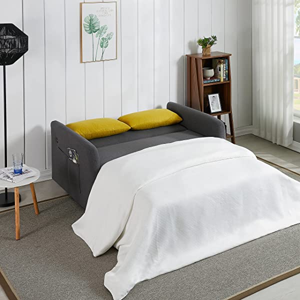 Sofá cama convertible multifuncional 3 en 1 tamaño Queen, cómodo sofá cama extraíble de terciopelo de 63,8"