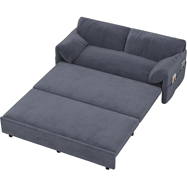 Sofá cama convertible multifuncional 3 en 1 tamaño Queen, cómodo sofá cama extraíble de terciopelo de 63,8"