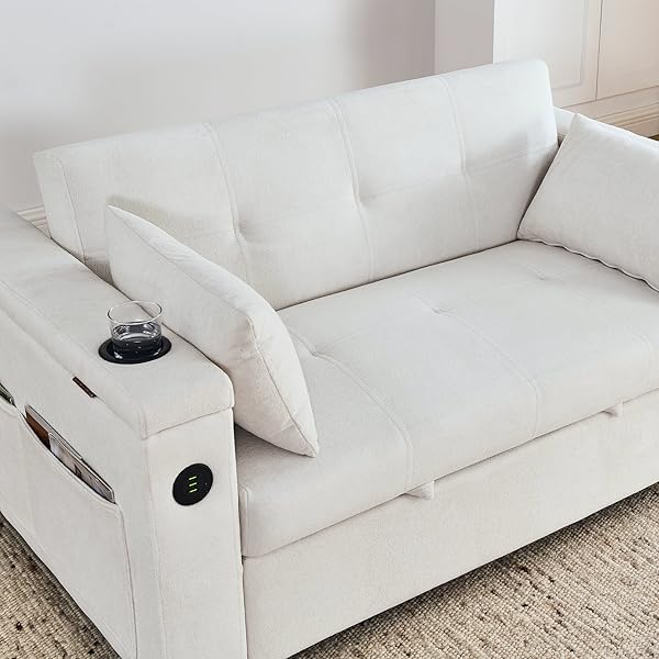 Sofá cama convertible multifuncional 3 en 1 tamaño Queen, cómodo sofá cama extraíble de terciopelo de 63,8"