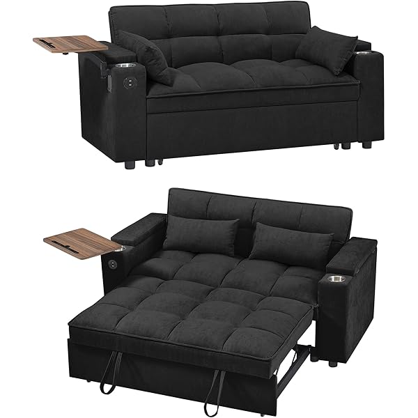 Sofá cama convertible multifuncional 3 en 1 tamaño Queen, cómodo sofá cama extraíble de terciopelo de 63,8"