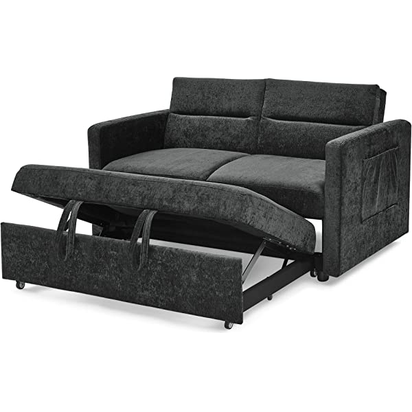 Sofá cama convertible multifuncional 3 en 1 tamaño Queen, cómodo sofá cama extraíble de terciopelo de 63,8"