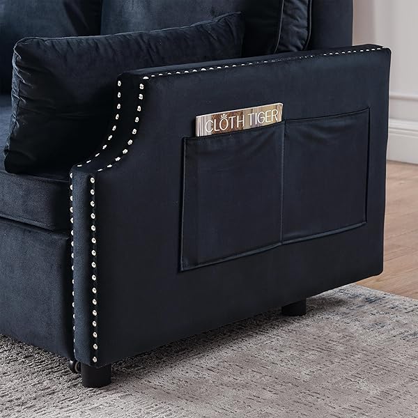 Sofá cama convertible multifuncional 3 en 1 tamaño Queen, cómodo sofá cama extraíble de terciopelo de 63,8"