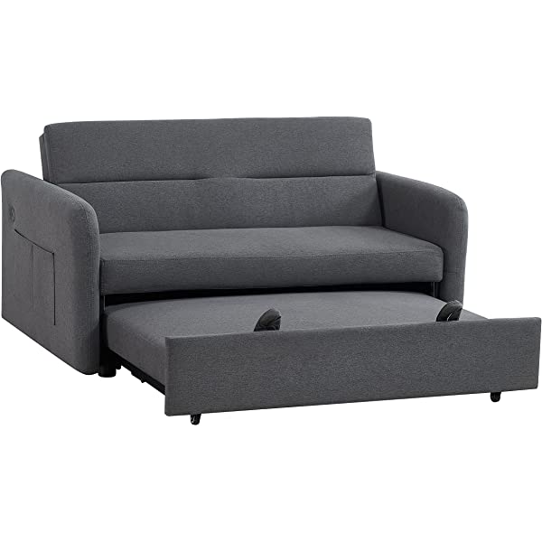 Sofá cama convertible multifuncional 3 en 1 tamaño Queen, cómodo sofá cama extraíble de terciopelo de 63,8"