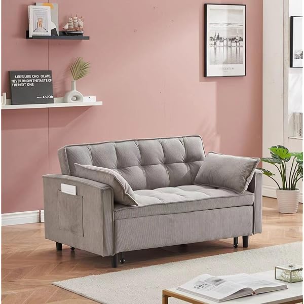 Sofá cama convertible multifuncional 3 en 1 tamaño Queen, cómodo sofá cama extraíble de terciopelo de 63,8"