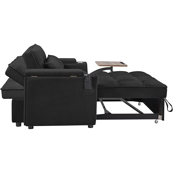 Sofá cama convertible multifuncional 3 en 1 tamaño Queen, cómodo sofá cama extraíble de terciopelo de 63,8"