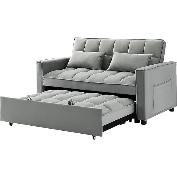 Sofá cama convertible multifuncional 3 en 1 tamaño Queen, cómodo sofá cama extraíble de terciopelo de 63,8"
