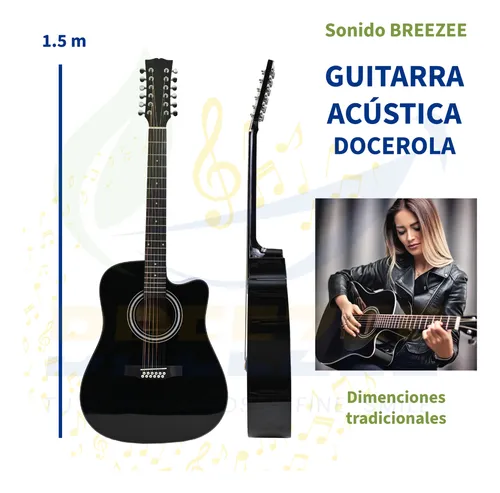 Guitarra Acústica 12 Cuerdas 42 Pulgadas Abeto Accesorios