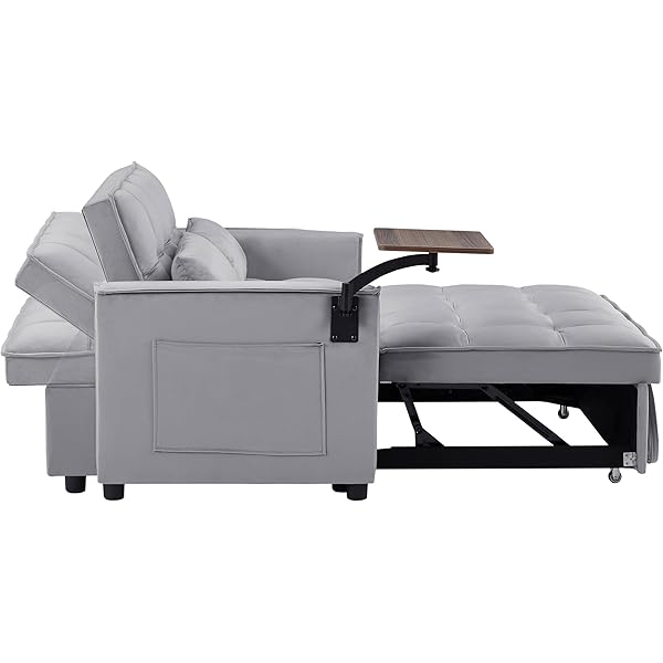 Sofá cama convertible multifuncional 3 en 1 tamaño Queen, cómodo sofá cama extraíble de terciopelo de 63,8"