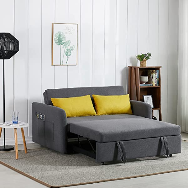 Sofá cama convertible multifuncional 3 en 1 tamaño Queen, cómodo sofá cama extraíble de terciopelo de 63,8"