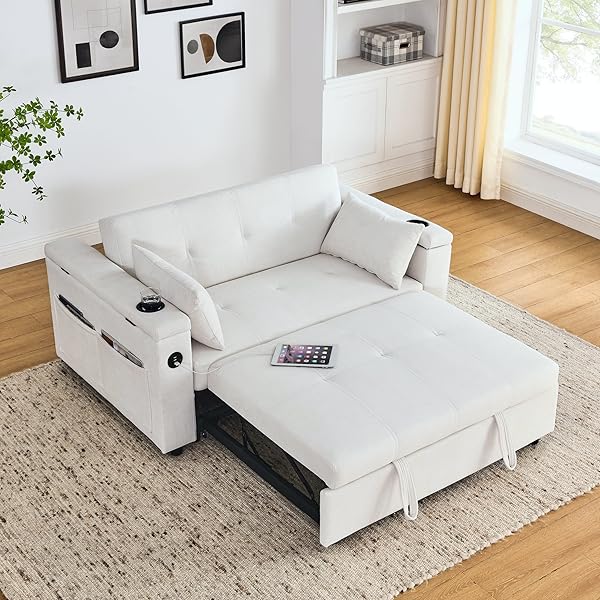 Sofá cama convertible multifuncional 3 en 1 tamaño Queen, cómodo sofá cama extraíble de terciopelo de 63,8"