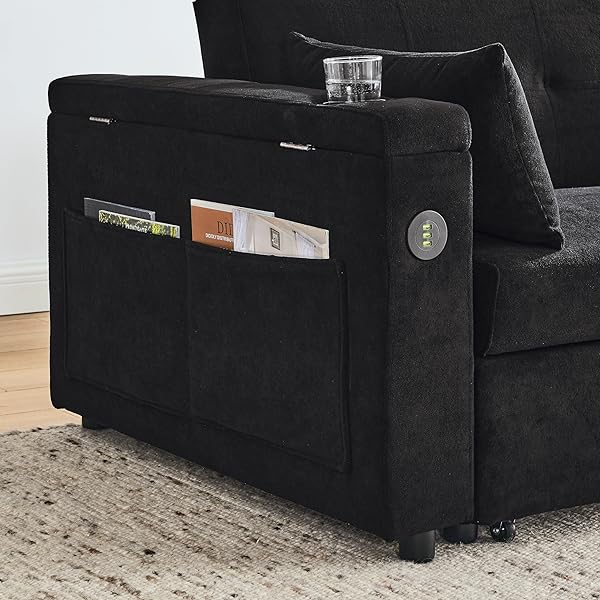 Sofá cama convertible multifuncional 3 en 1 tamaño Queen, cómodo sofá cama extraíble de terciopelo de 63,8"