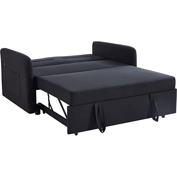 Sofá cama convertible multifuncional 3 en 1 tamaño Queen, cómodo sofá cama extraíble de terciopelo de 63,8"