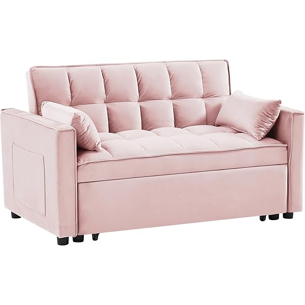 Sofá cama convertible multifuncional 3 en 1 tamaño Queen, cómodo sofá cama extraíble de terciopelo de 63,8"