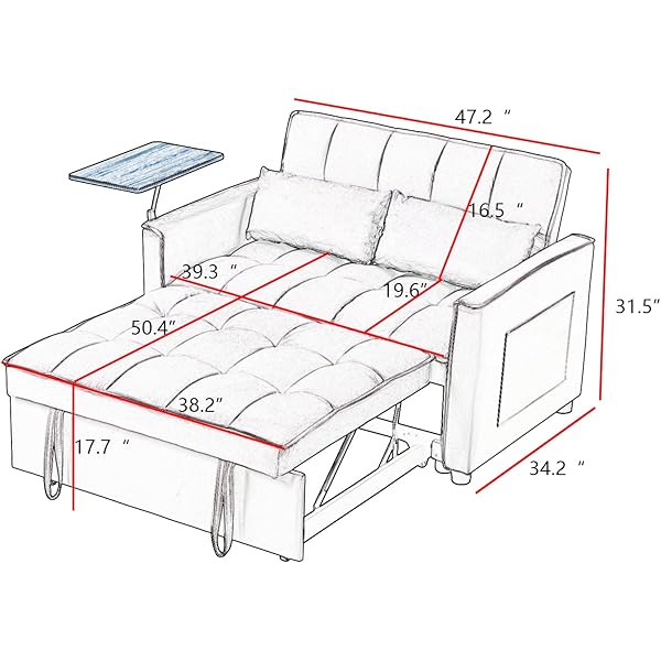 Sofá cama convertible multifuncional 3 en 1 tamaño Queen, cómodo sofá cama extraíble de terciopelo de 63,8"