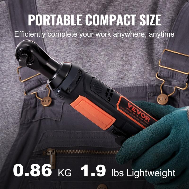 Juego de llave de carraca eléctrica inalámbrica de 3/8", kit de herramienta de carraca de 12 V y 33 lb-pie de potencia, carga rápida en 45 minutos, 2 baterías de 2.0 Ah, luz LED integrada.
