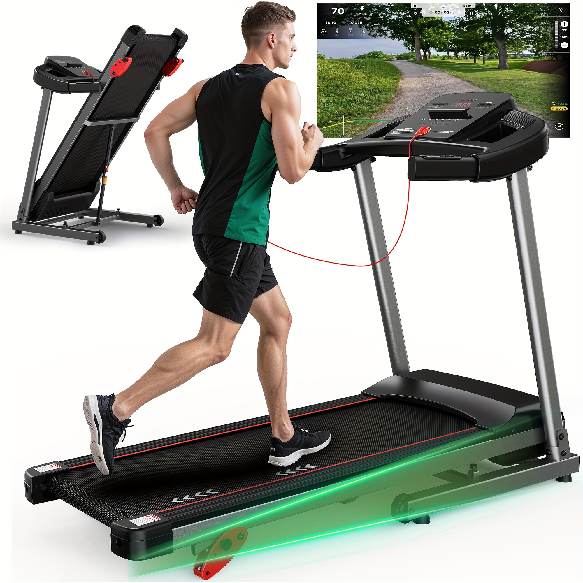 Cinta de Correr MaxVibe para Hogar con 3 Niveles de Inclinación hasta 12 km/h, Motor de 2.5 HP, Capacidad de Carga de 120 kg, Compatible con App, Entrenamiento de Fitness,Diseño Compacto,Equipo de Fitness Elegante,Cinta de correr motorizada,Individuos Con