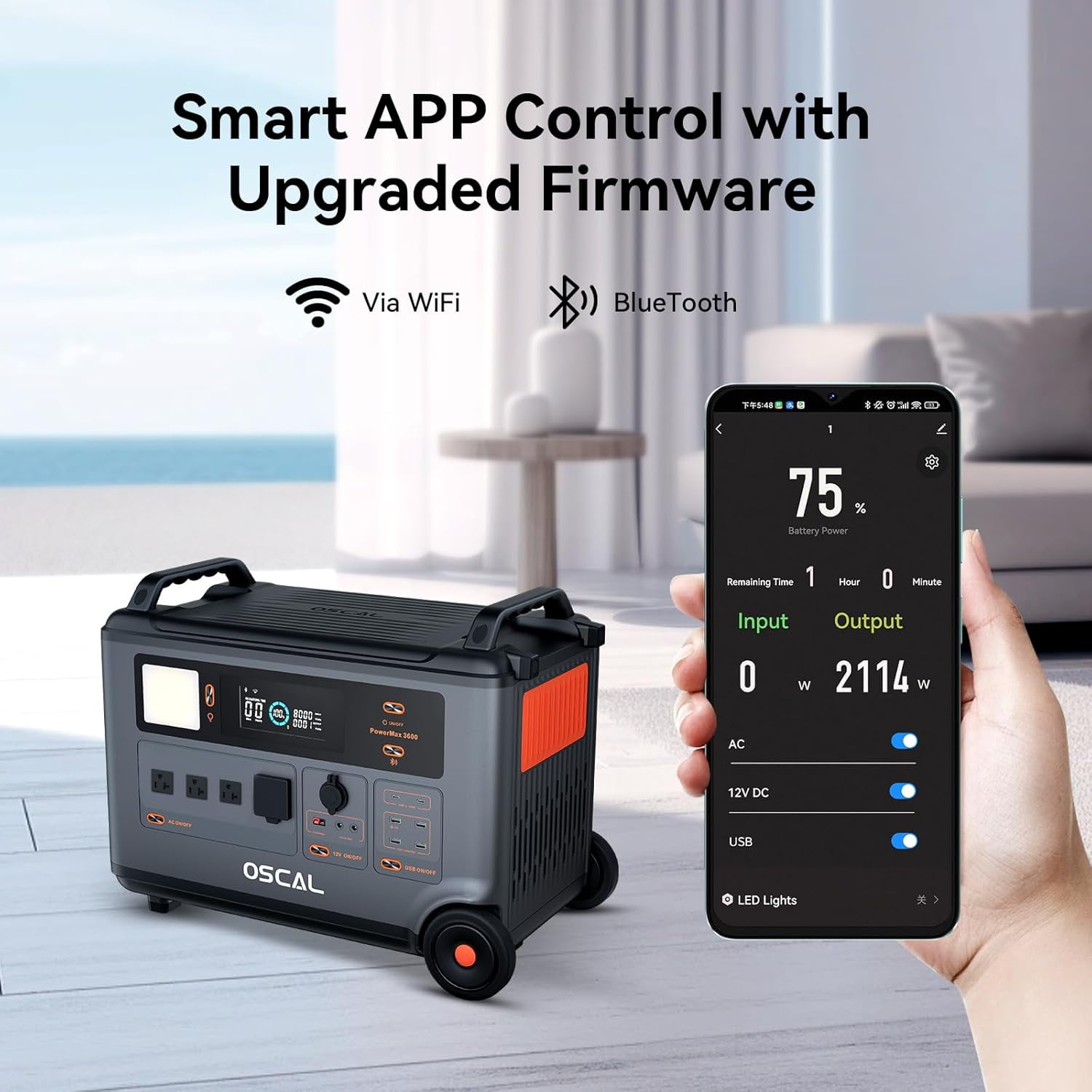 OSCAL Blackview PM3600 Central eléctrica portátil, 3600 Wh (sobretensión 6000 W) LiFePO4 generador solar expandible con 4xAC para camping de emergencia en el hogar