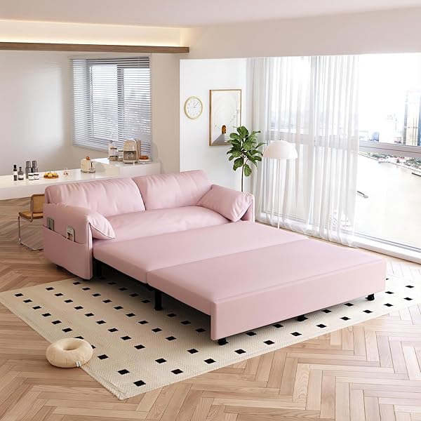 Sofá cama convertible multifuncional 3 en 1 tamaño Queen, cómodo sofá cama extraíble de terciopelo de 63,8"