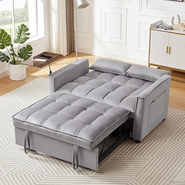 Sofá cama convertible multifuncional 3 en 1 tamaño Queen, cómodo sofá cama extraíble de terciopelo de 63,8"
