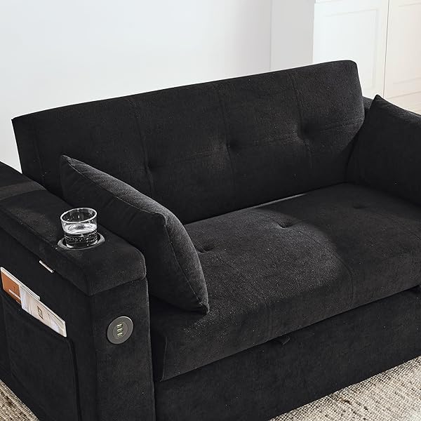 Sofá cama convertible multifuncional 3 en 1 tamaño Queen, cómodo sofá cama extraíble de terciopelo de 63,8"