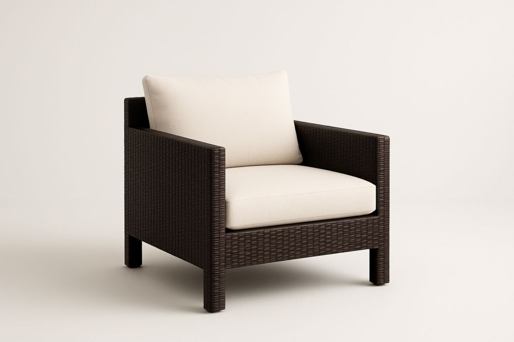 Fotel rattanowy z poduszkami kremowy