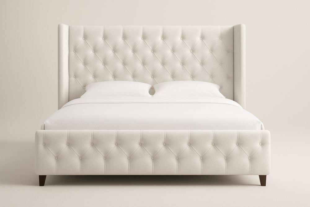 Łóżko tapicerowane tkanina poliester biały 200x160(dł.×szer.) cm