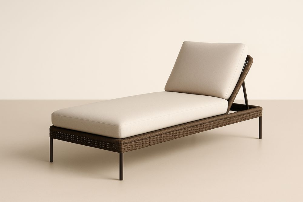 Leżanka zewnętrzna z metalu i poliestru beżowa