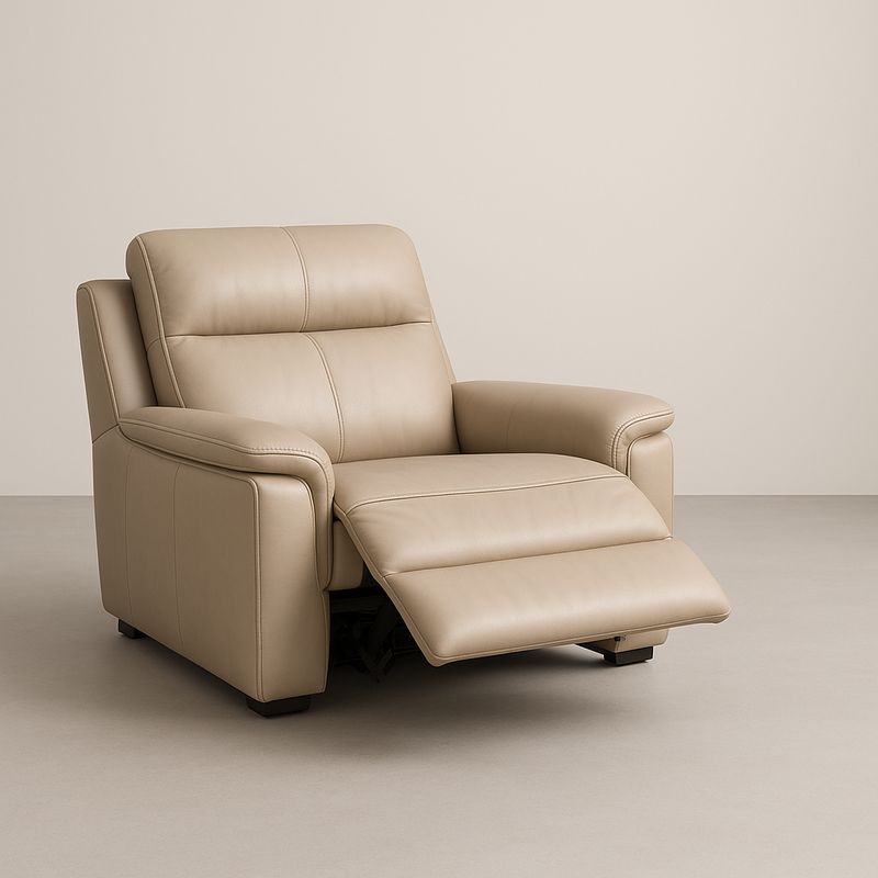 Fotel rozkładany ze skóry syntetycznej, beżowy, 105x95x100 cm