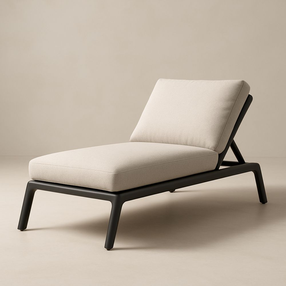 Leżanka aluminiowa z regulowanym oparciem beżowa