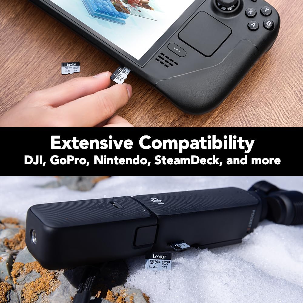 Lexar Professional Silver Plus 1TB microSDXC UHS-I V30 (205MB/s) - DJI Recommended Memory Card