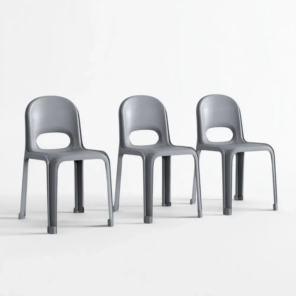 Juego de sillas de comedor Plástico 55x50x80 cm - Gris - Moderno-Norvelico