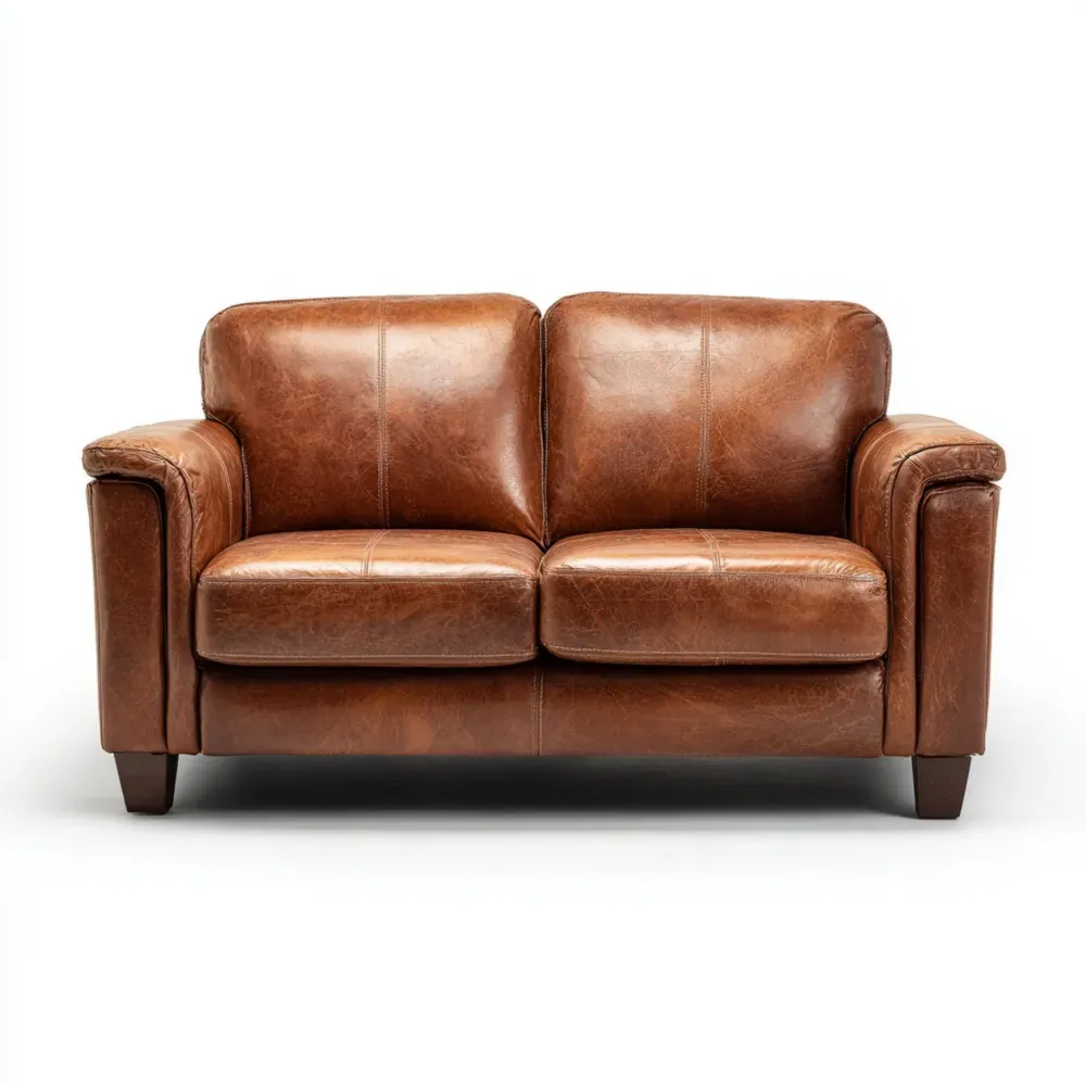 Sofá de piel 150x85x90 cm - Marrón - Diseño clásico-Norvelico