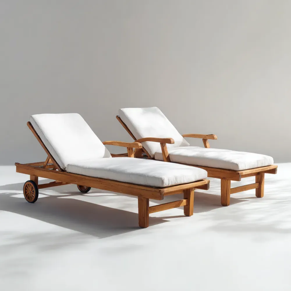 Sillas Reclinables de Jardín de Madera 200x65x70 cm – Blanco – Diseño Clásico-Norvelico