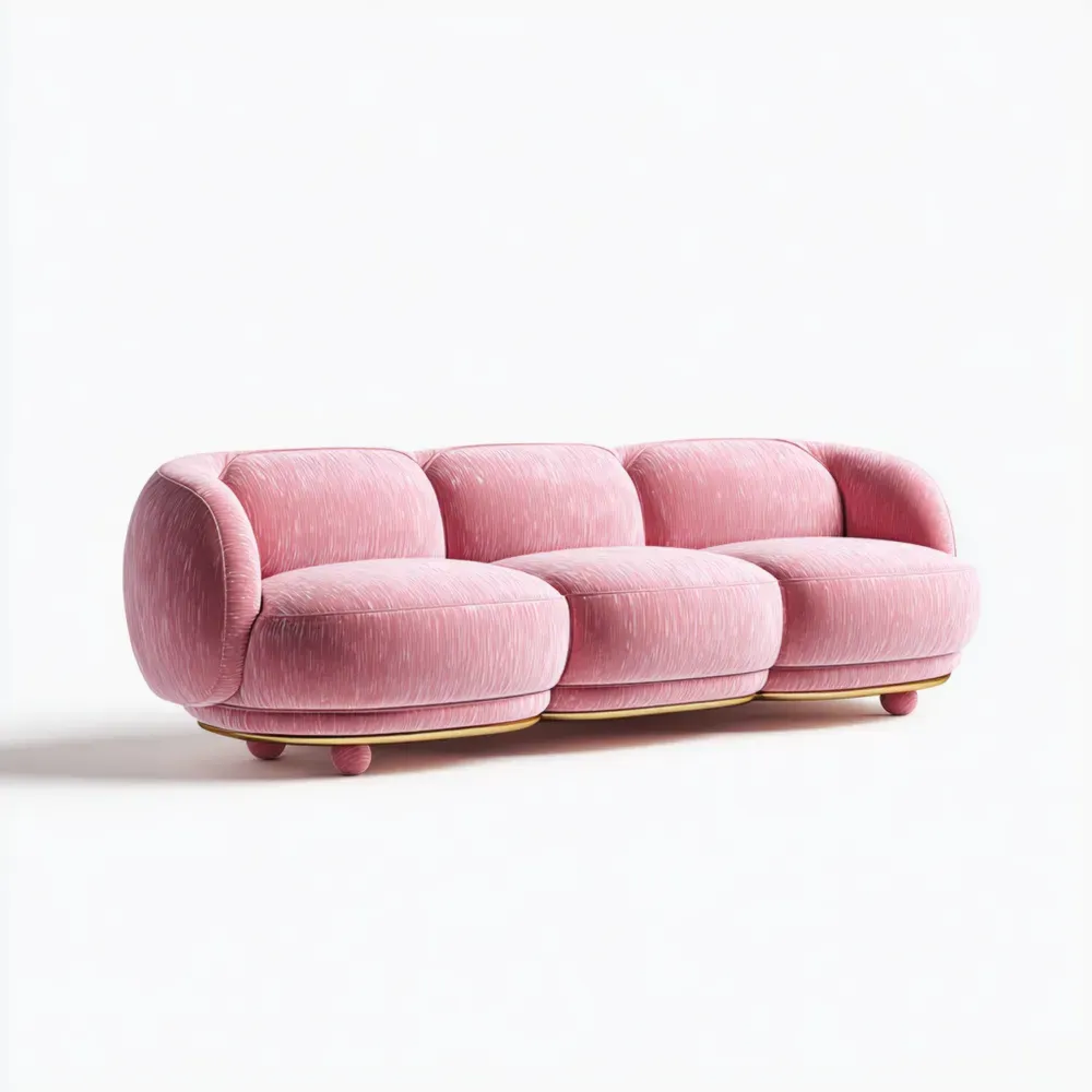 Sofá de tres plazas Tela 220x90x75 cm – Rosa – Diseño Contemporáneo-Norvelico