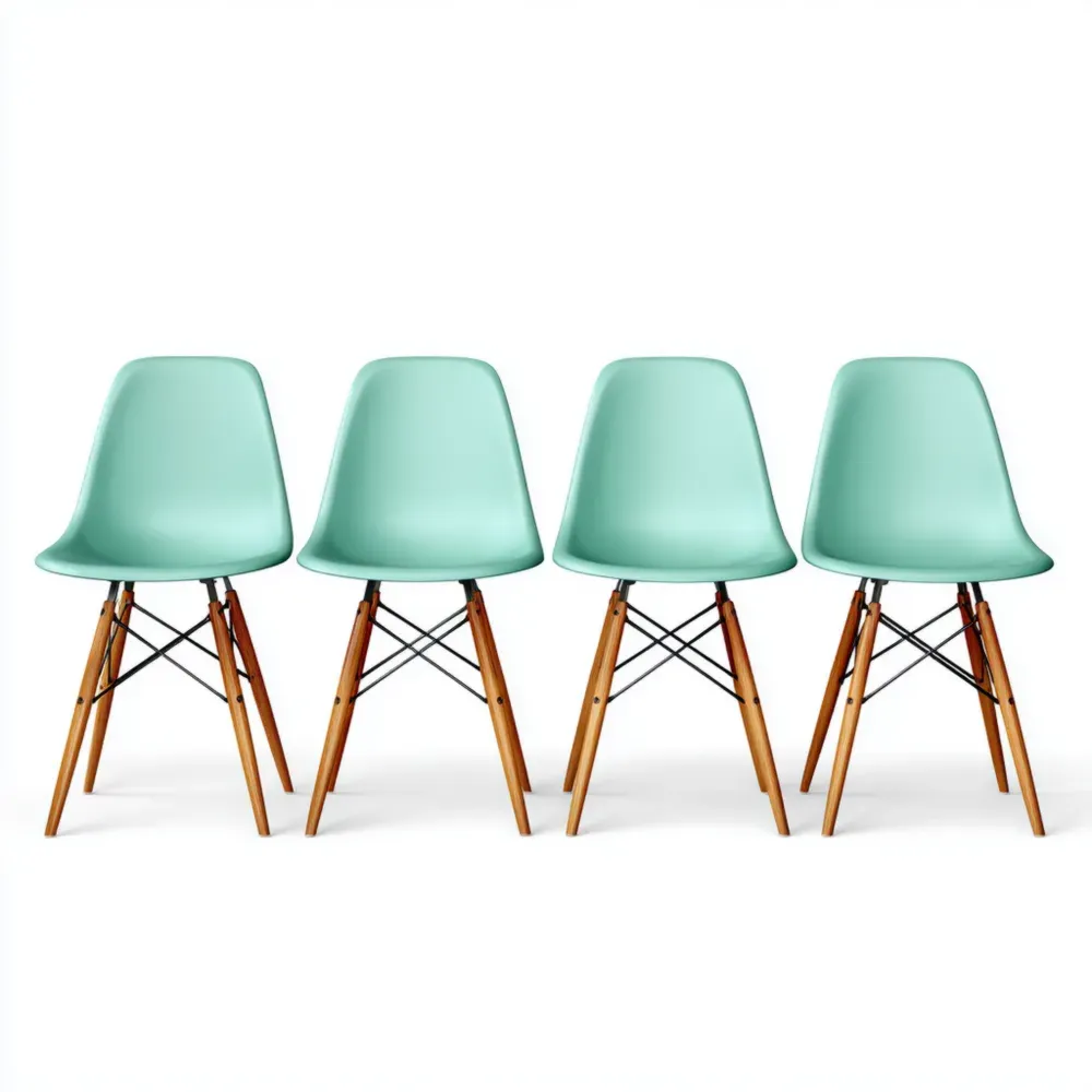 Juego de 4 sillas de comedor plásticas 54x46x81 cm - Verde Menta - Diseño moderno-Norvelico