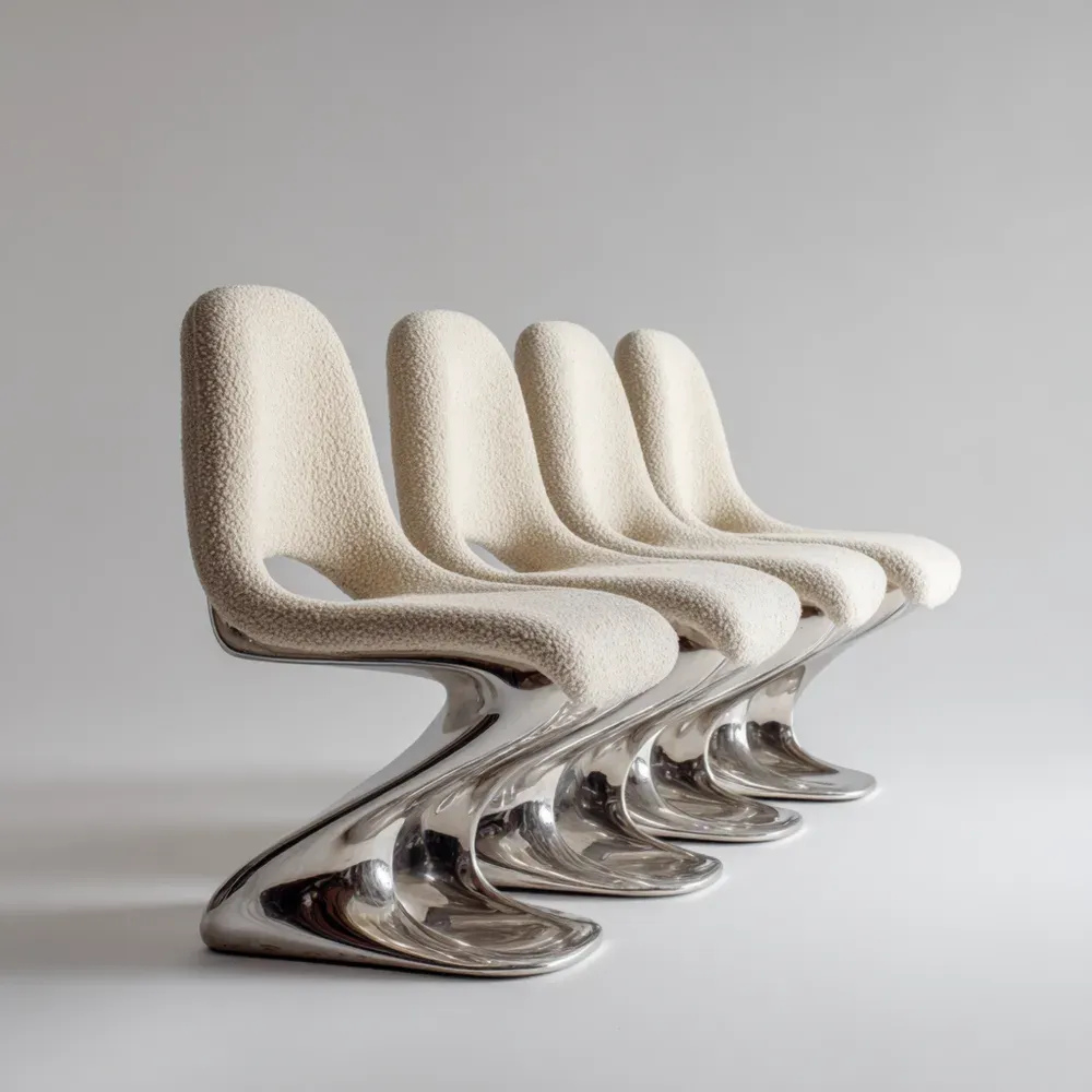 Conjunto de sillas modernas tapizadas en tela 45x50x85 cm - Blanco - Diseño futurista-Norvelico