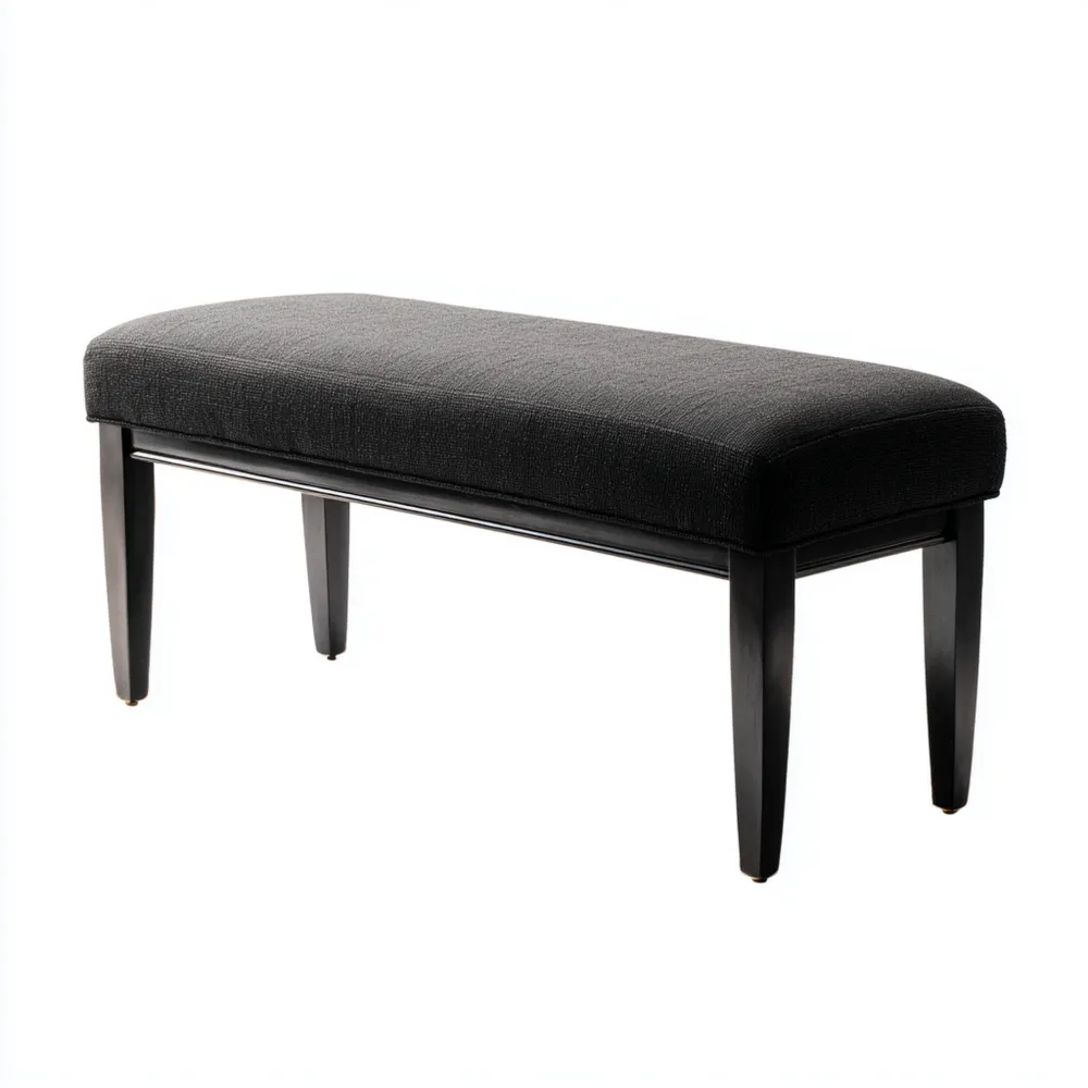 Banco de Pie de Cama Tapizado 120x40x45 cm Tela Negra - Diseño Contemporáneo-Norvelico