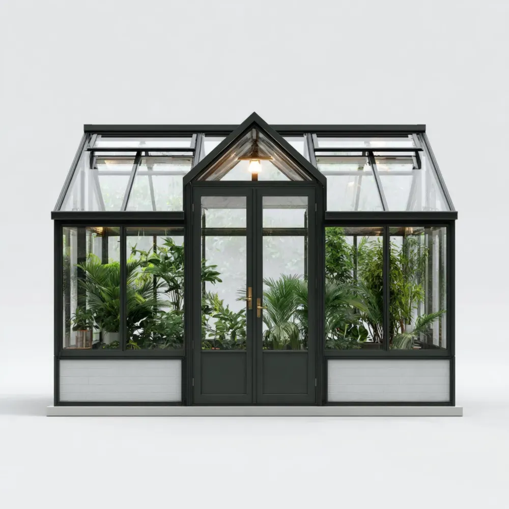 Invernadero de Jardín Aluminio/Vidrio 400x300x250 cm - Negro - Diseño Moderno-Norvelico