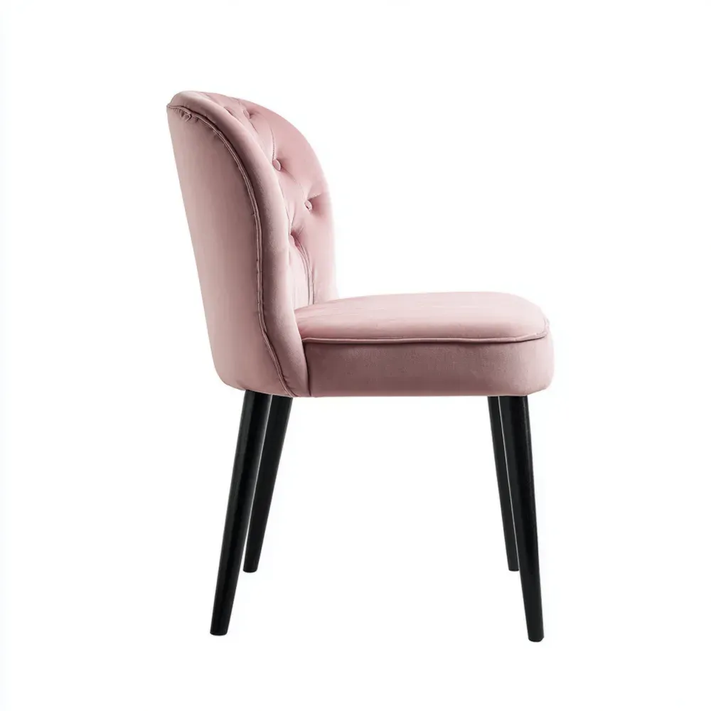 Silla tapizada terciopelo 48x52x78 cm - Rosa/Negro-Norvelico
