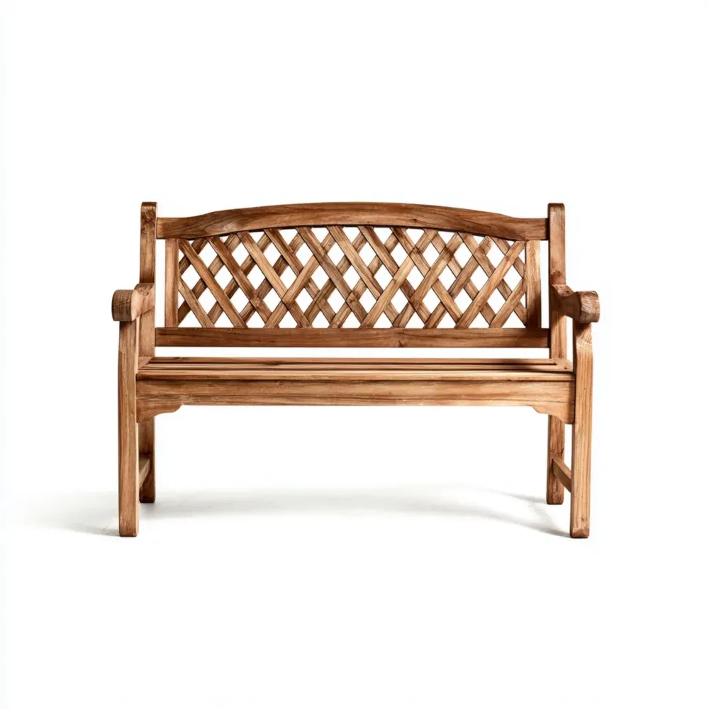 Banco de Jardín Madera Teca 120x60x90 cm - Color Madera Natural-Norvelico