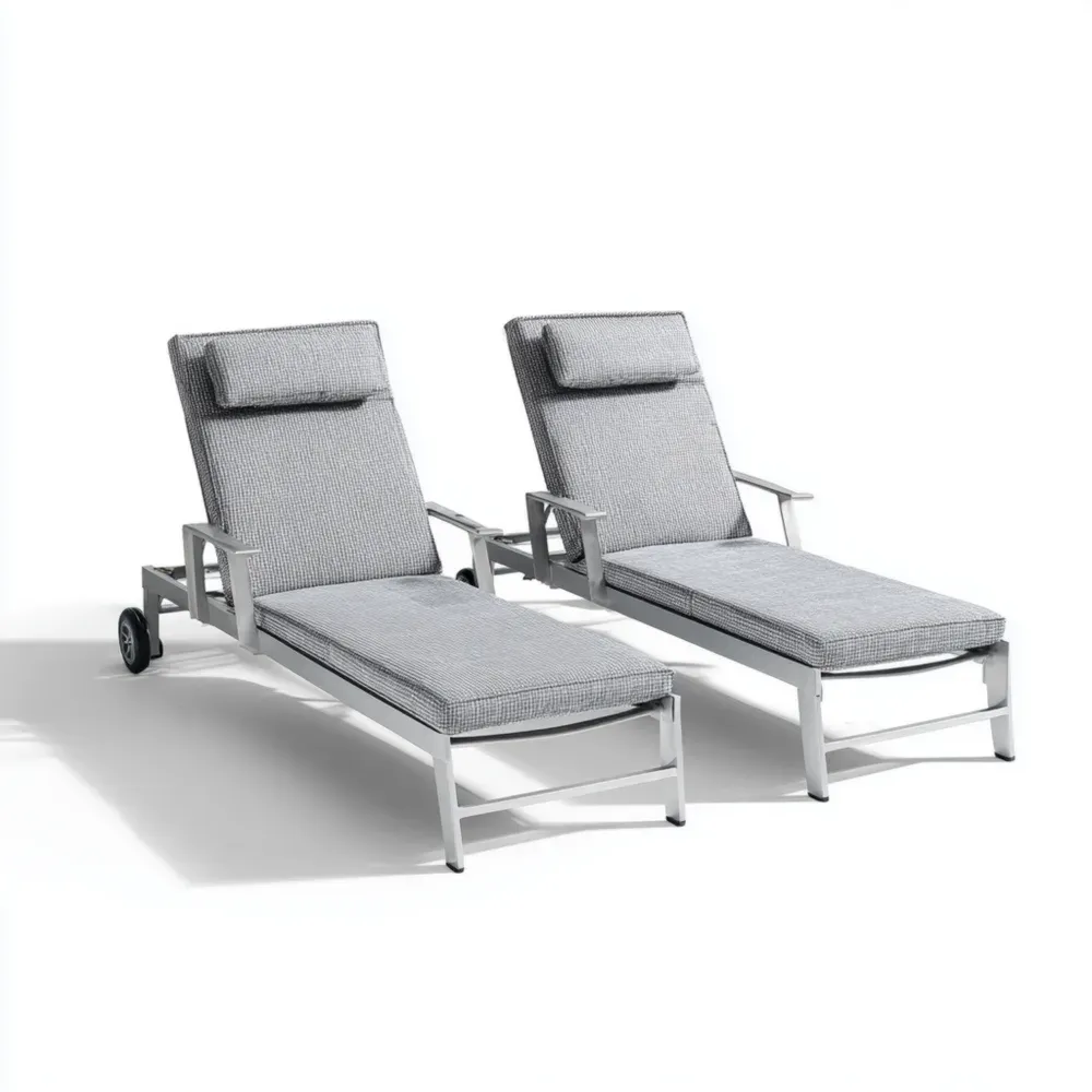 Tumbonas para patio de aluminio 200x65x90 cm - Gris - Diseño moderno-Norvelico