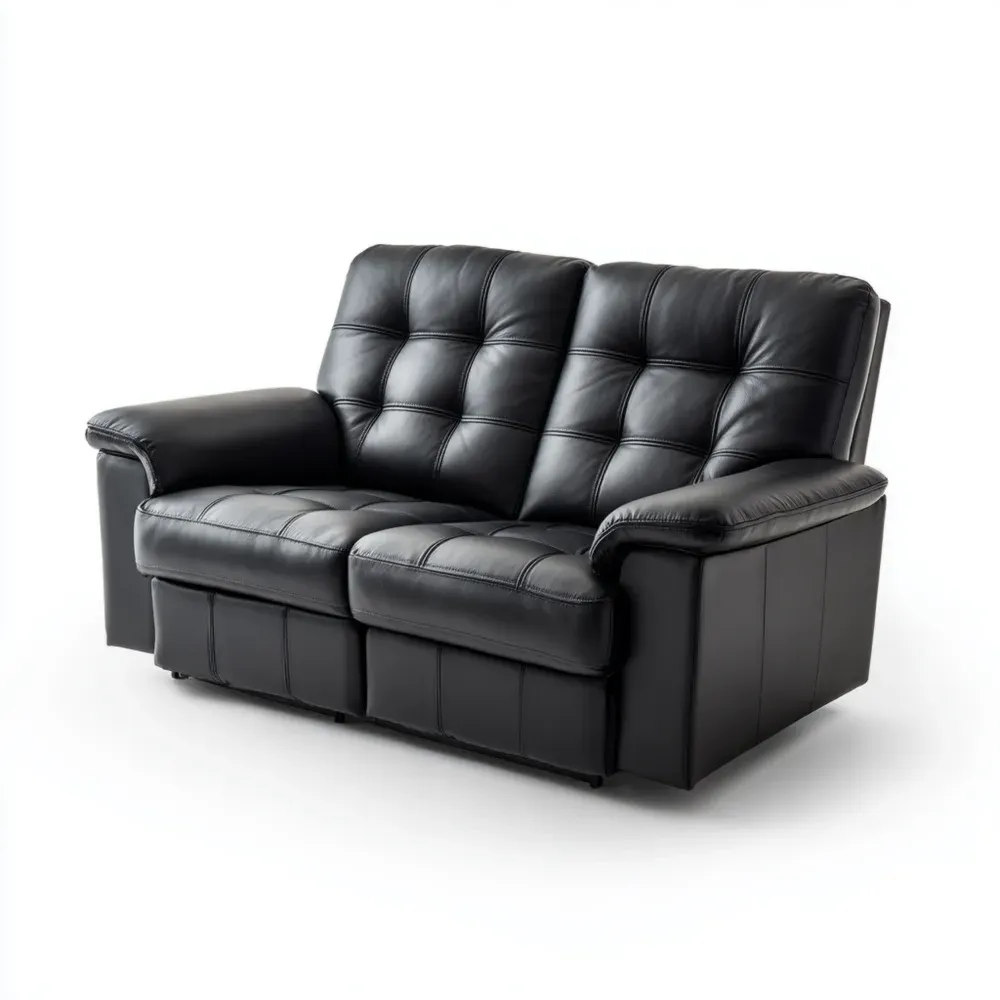 Sofá de dos plazas 150x90x85 cm - Cuero - Negro-Norvelico