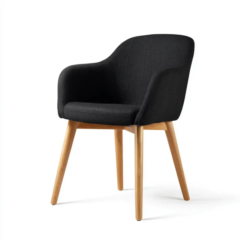 Silla de comedor tapizada 60x60x80 cm - Negro - Diseño moderno-Norvelico