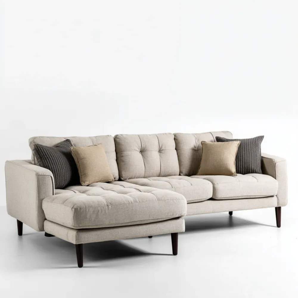 Sofá seccional 300x90x85 cm - Beige - Diseño moderno-Norvelico